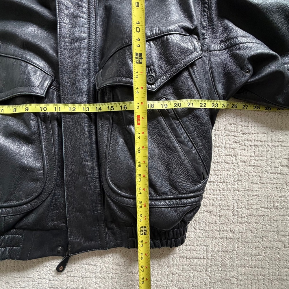 Tobruk Black Genuine Leather Bomber Jacket Vintage Style Mens Size M Heavy - Picture 5 of 14